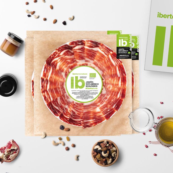 Jamón de bellota 100% ibérico ecológico Iberterra Nature a cuchillo