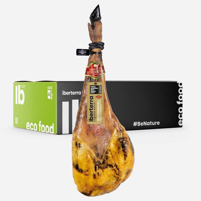 Paleta de bellota 100% ibérica D.O.P. Iberterra loncheada a cuchillo.